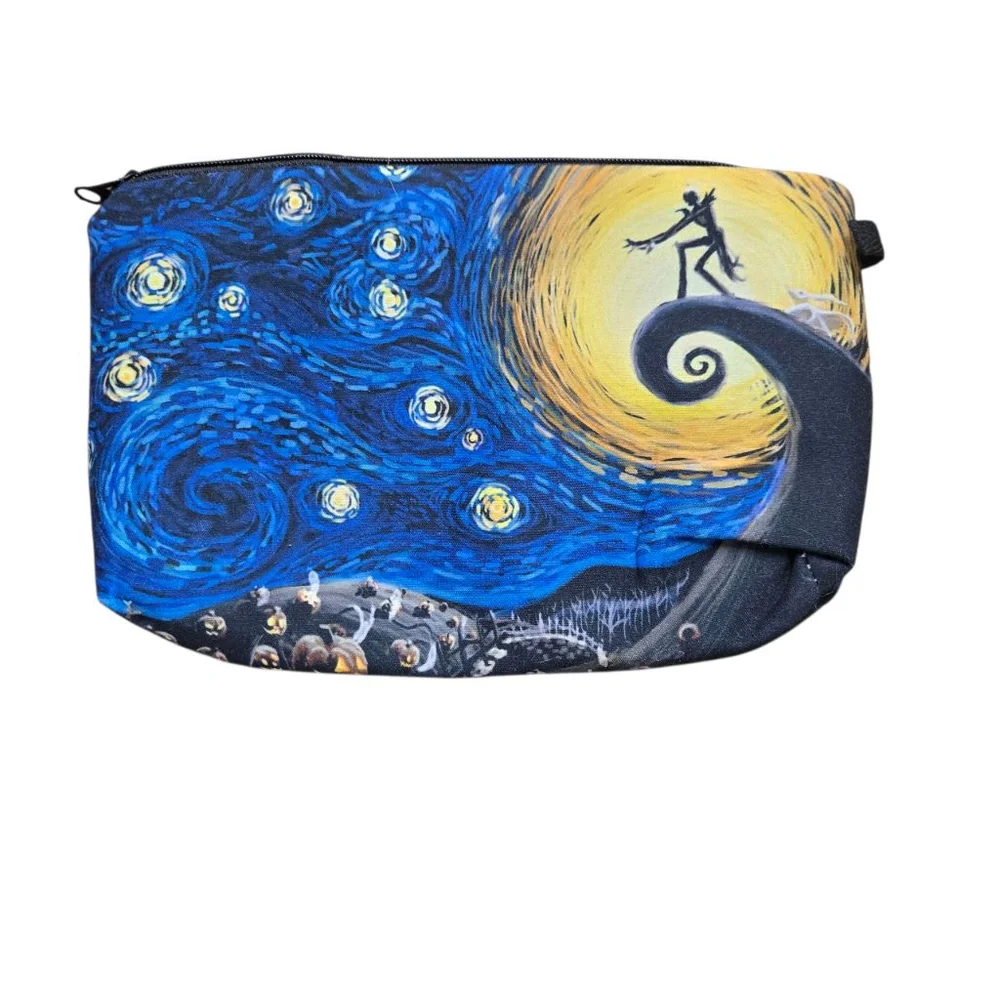 Women's Cosmetic Bag Starry Night NBC Medium Sized Clean Pouch Blue Yellow
